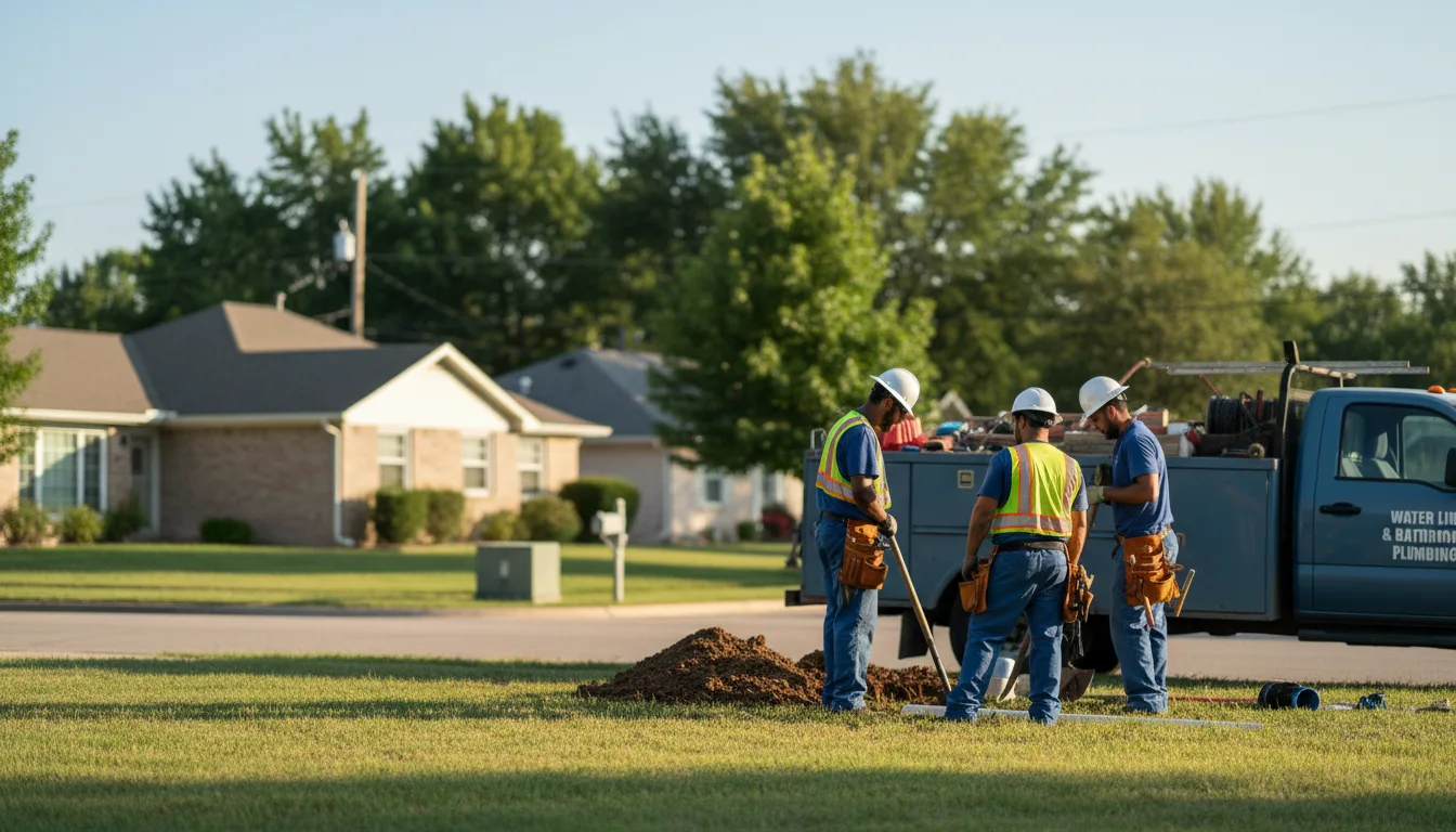 Residential water line and bathroom plumbing service in Red Oak, OK